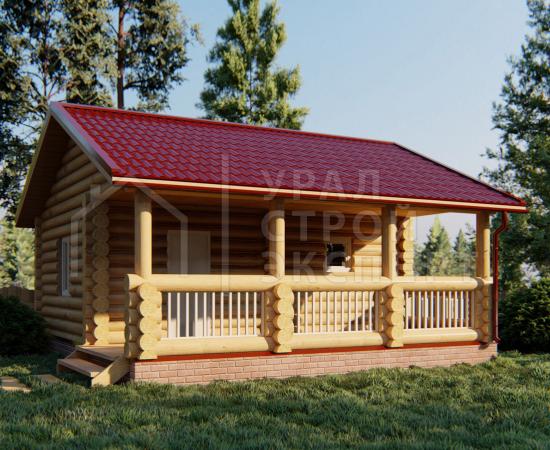 Проект бани из бревна БО018 - Строительство домов под ключ