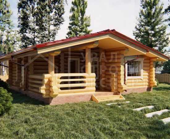 Проект бани из бревна БО021 - Строительство домов под ключ