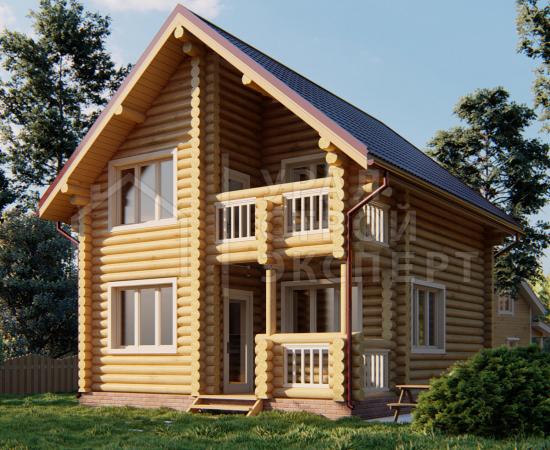Проект бани из бревна БО027 - Строительство домов под ключ