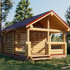 Проект бани из бревна БО014 - Строительство домов под ключ