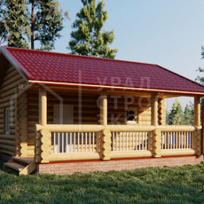 Проект бани из бревна БО018 - Строительство домов под ключ
