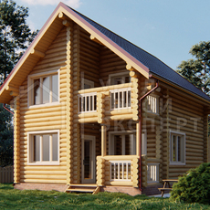 Проект бани из бревна БО027 - Строительство домов под ключ