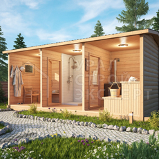 Проект бани МБ013 - Строительство домов под ключ