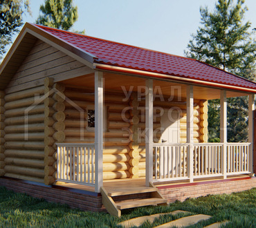 Проект бани из бревна БО007 - Строительство домов под ключ
