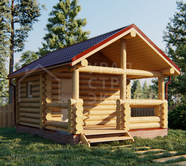 Проект бани из бревна БО014 - Строительство домов под ключ