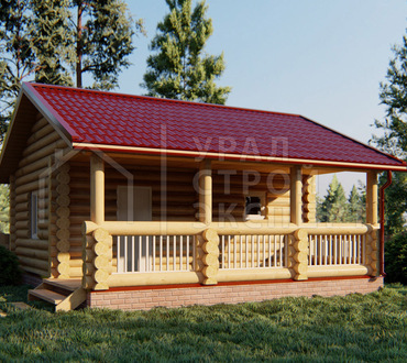 Проект бани из бревна БО018 - Строительство домов под ключ