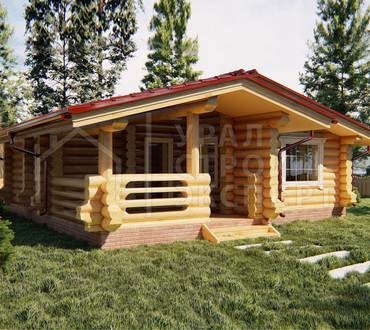 Проект бани из бревна БО021 - Строительство домов под ключ