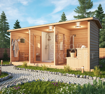 Проект мобильной бани МБ013 - Строительство домов под ключ