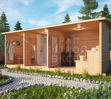 Проект мобильной бани МБ015 - Строительство домов под ключ