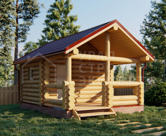 Проект бани из бревна БО014 - Строительство домов под ключ