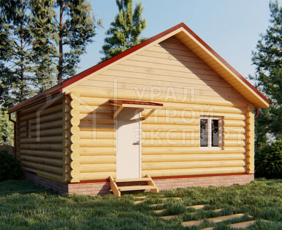 Проект бани из бревна БО019 - Строительство домов под ключ