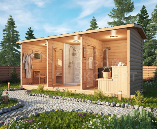 Проект бани МБ013 - Строительство домов под ключ