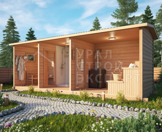 Проект мобильной бани МБ015 - Строительство домов под ключ